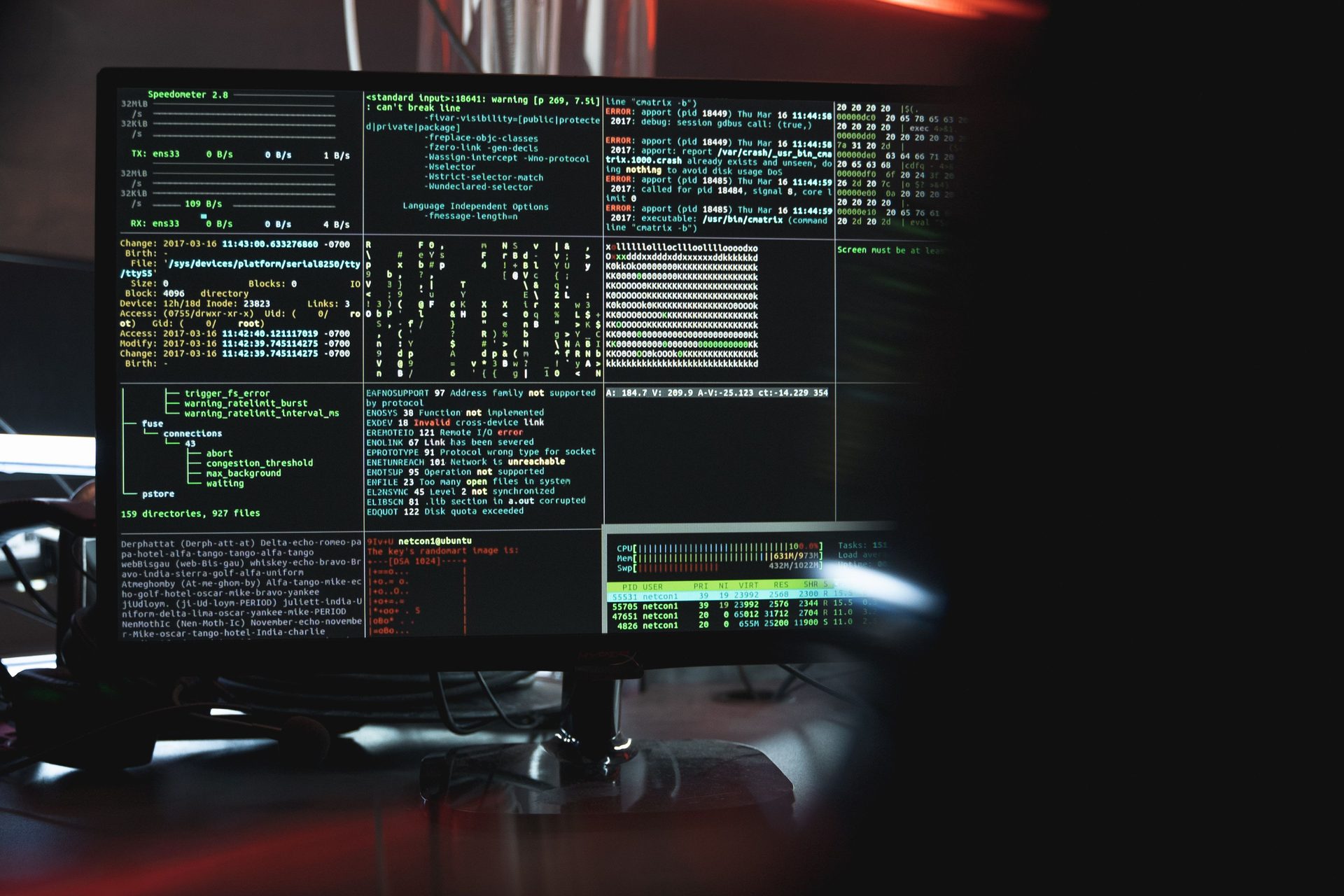 A systems monitoring dashboard showing real-time technical diagnostics, representing the depth of NorthernEdge's cybersecurity readiness work.